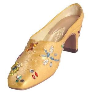 Just The‎ Right Shoe Vintage Gold Jeweled Decorative Collectible Heel #25232